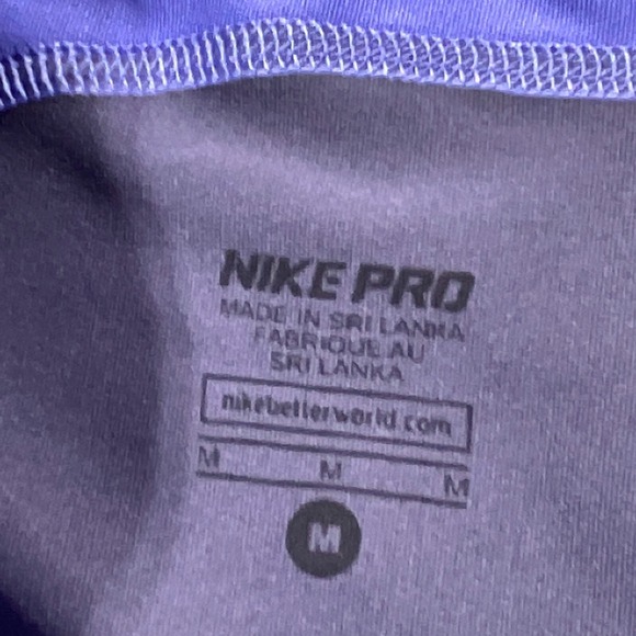 Nike Pro Capri Leggings Women Medium Compression Purple Grey Activewear Casual - Picture 7 of 9